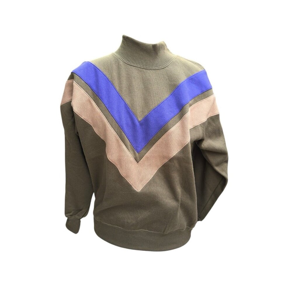 Vintage Alison Craig Color Block Mock Turtleneck Sweat Shirt Casual Women S/M